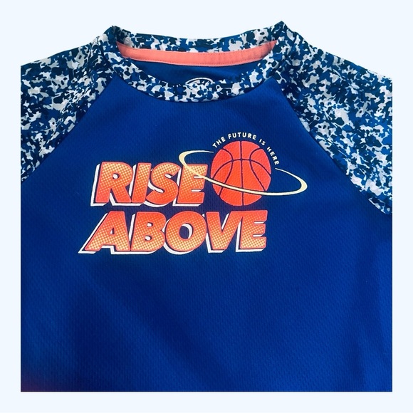 Athletic DriWorks casual blue graphic T-Shirt 5T patterned short sleeves - Picture 3 of 11